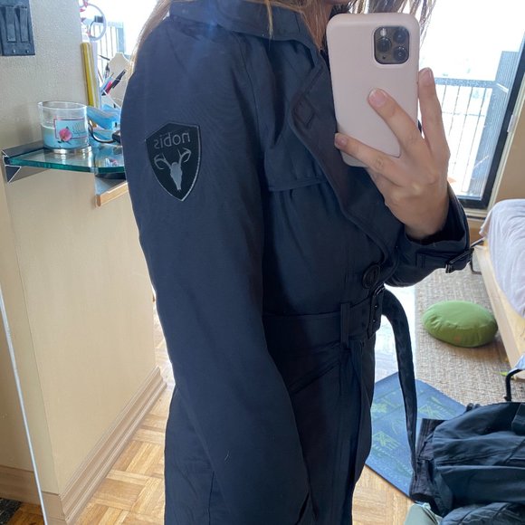 Nobis Navy Women's Small Midi Trench Coat / Jacket - Picture 2 of 10